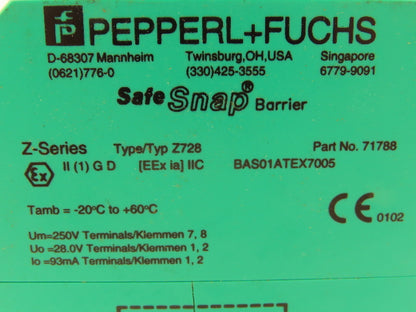 Pepperl Fuchs 71788 BAS01ATEX7005 Safe Snap Barrier Relay Lot of 2