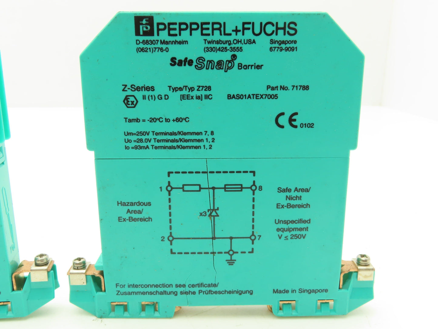 Pepperl Fuchs 71788 BAS01ATEX7005 Safe Snap Barrier Relay Lot of 2