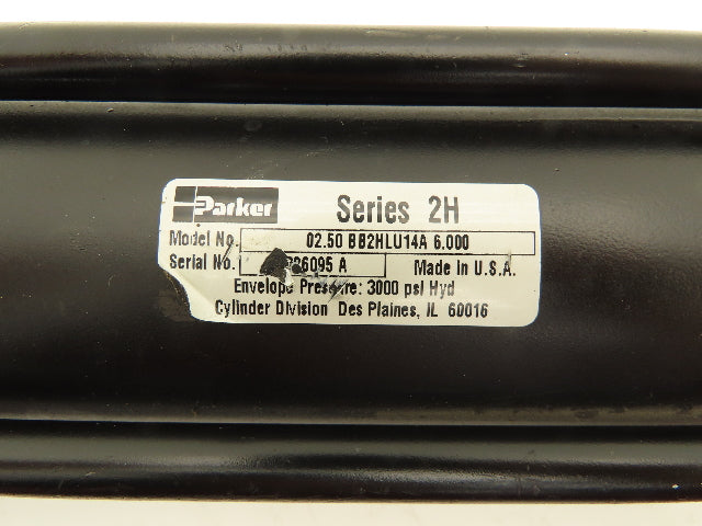 Parker Series 2H BB2HLU14A Hydraulic Cylinder 2.5" Bore 6" Stroke Clevis Mount