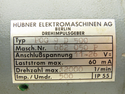 Hubner POG 9 D 500 Digital Tacho Incremental Encoder 12/24VDC 12k RPM