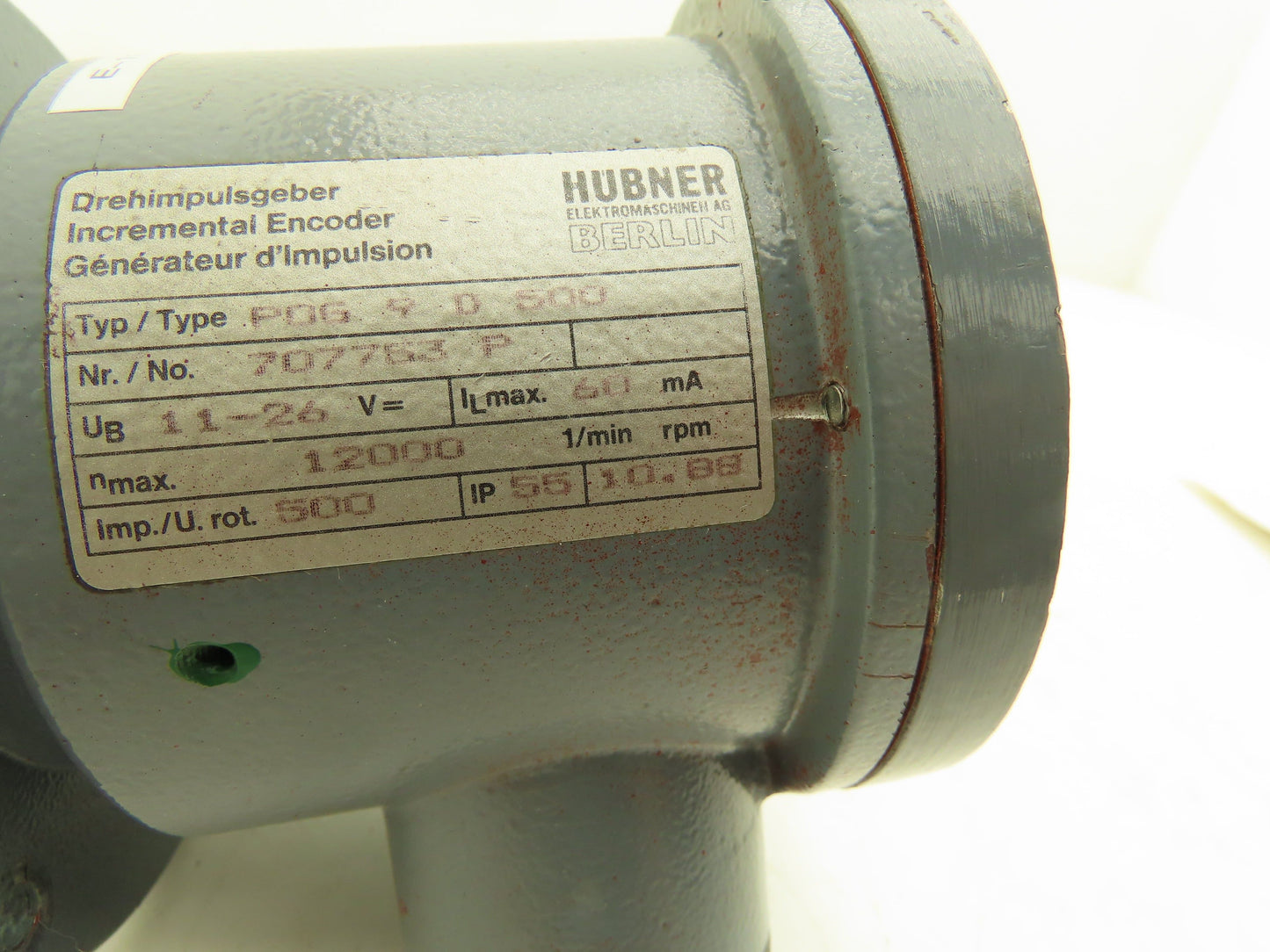 Hubner POG 9 D 500 Digital Tacho Incremental Encoder 11-26VDC 12k RPM