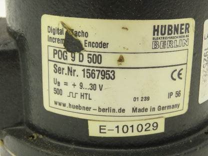 Hubner POG 9 D 500 Digital Tacho Incremental Encoder 12/24VDC 12k RPM