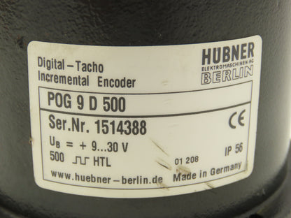 Hubner POG 9 D 500 Digital Tacho Incremental Encoder 12/24VDC 12k RPM