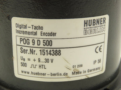 Hubner POG 9 D 500 Digital Tacho Incremental Encoder 12/24VDC 12k RPM