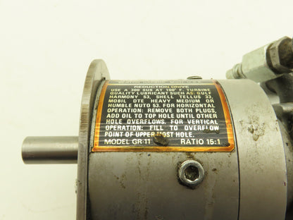 Gast 1AM-NRV-60-GR11 Pneumatic Air Gear Motor 15:1 Reducer .34Hp 350 RPM 100 PSI