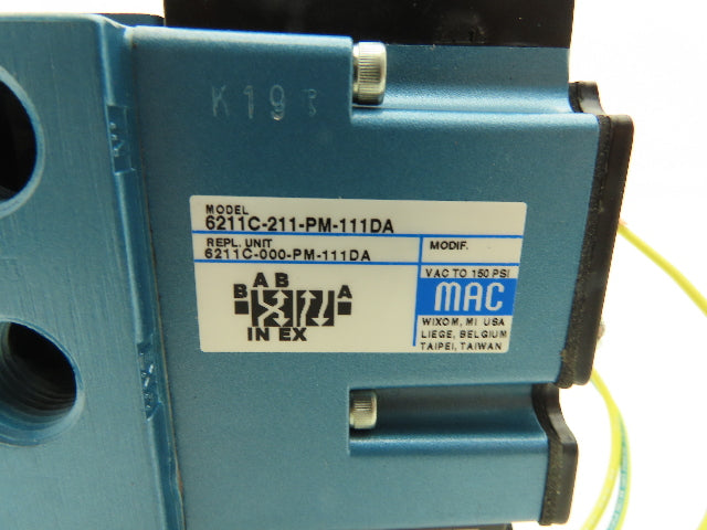 MAC 6211C-211-PM-111DA 4/2 Single Solenoid Operated Control Valve 120V Coil