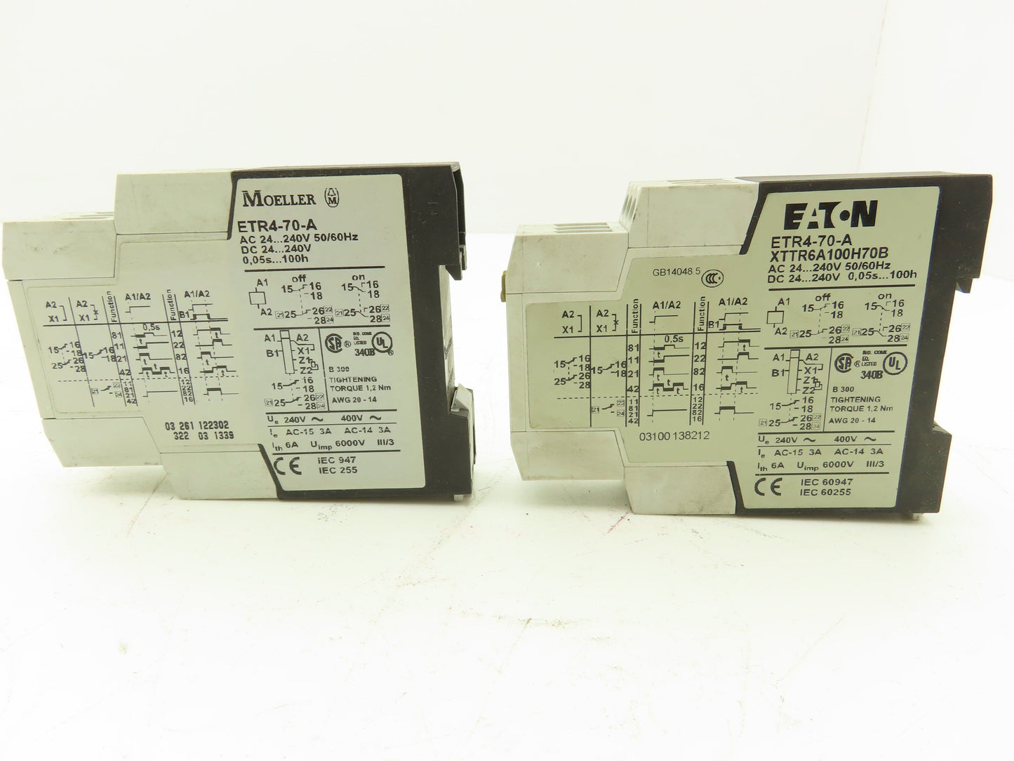 Moeller ETR4-70-A Timing Relay 24-240V AC/DC 0.05 Seconds To 100 Hours Lot of 2