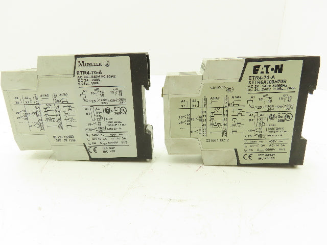 Moeller ETR4-70-A Timing Relay 24-240V AC/DC 0.05 Seconds To 100 Hours Lot of 2