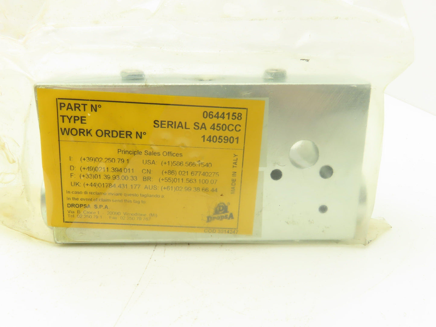 DropsA SA 450 Modular Lubricator Divider Valve Metering Element 3/8" BSP