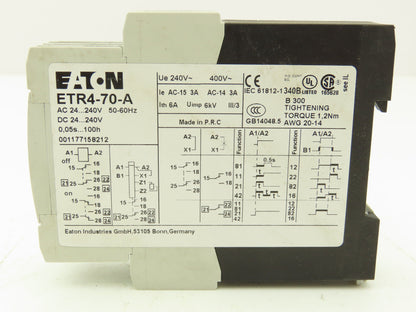 Eaton ETR4-70-A Timing Relay 24-240V AC/DC 0.05 Seconds To 100 Hours