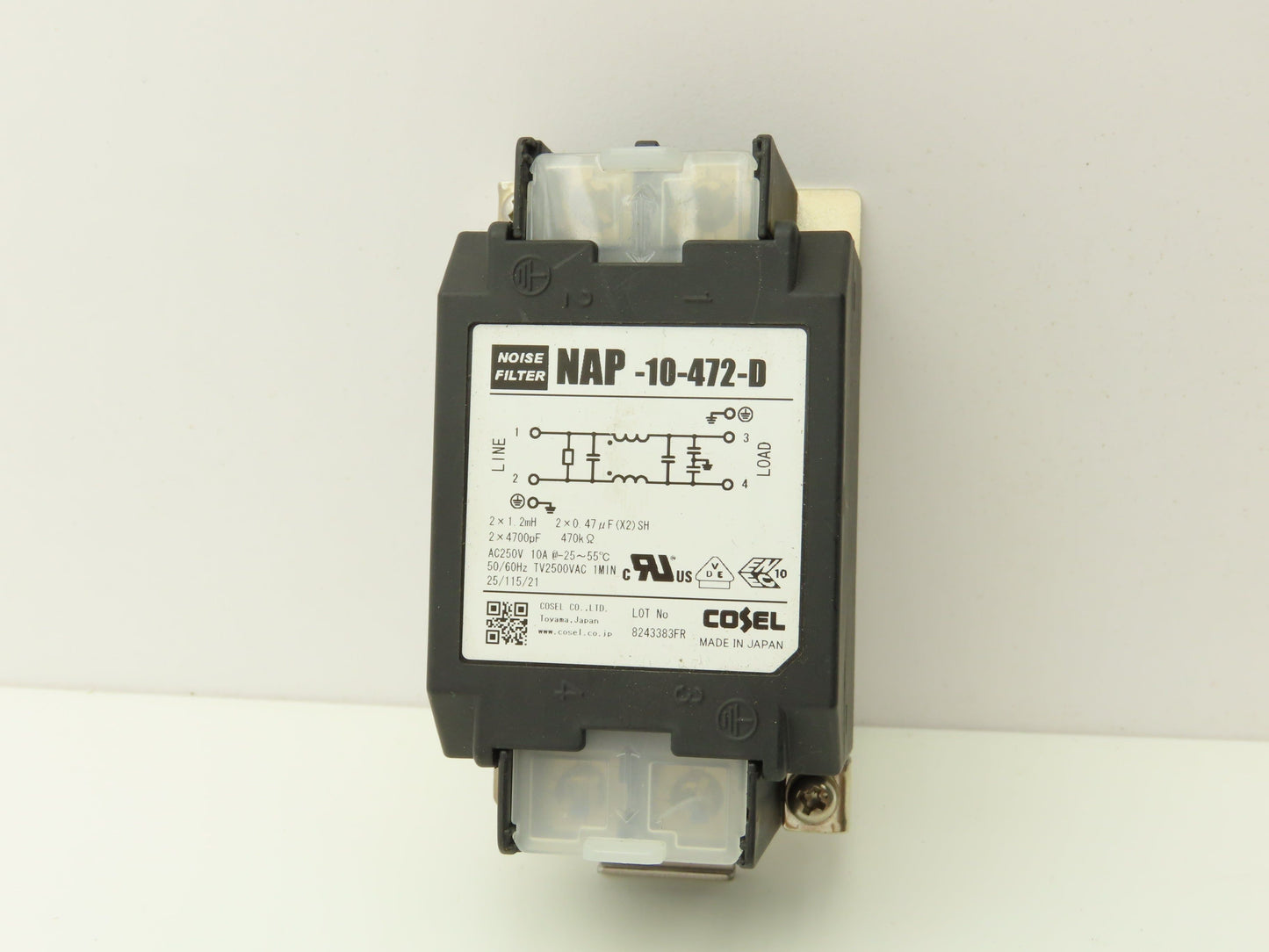 Cosel NAP-10-472-D Noise Filter 470k Ohm 2x4700pF