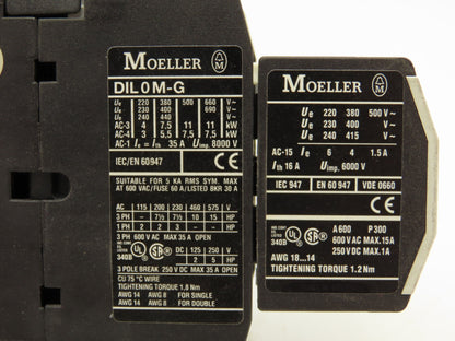 Moeller DIL0MG DIL 0 M-G Manual Motor Starter Contactor 15HP 35A 600VAC Lot of 4