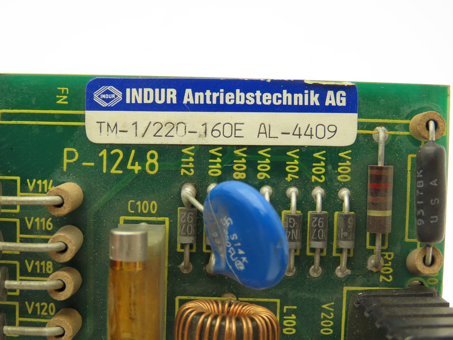 INDUR TM-1/220-160E AL-4409 Printed Circuit Board 12-Pin Terminal Good Fuse