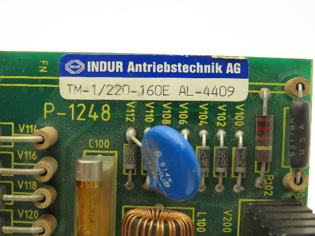 INDUR TM-1/220-160E AL-4409 Printed Circuit Board 12-Pin Terminal Good Fuse