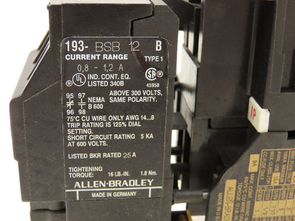 Allen Bradley 100-A09ND3 Contactor 7.5HP 9A 600V 193-BSB Overload Relay Lot of11