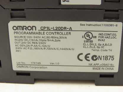 Omron CP1L-L20DR-A Sysmac CP1L Programmable Controller PLC 8 Out 12 In