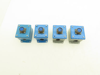 Hoffman E-1PB Enclosure Amphenol 4-253 3-Pin Pushbutton Connector Lot of 4