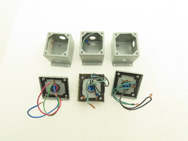 Hoffman E-1PB Enclosure Amphenol 4-253 3-Pin Pushbutton Connector Lot of 3