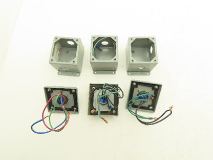 Hoffman E-1PB Enclosure Amphenol 4-253 3-Pin Pushbutton Connector Lot of 3