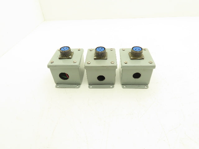 Hoffman E-1PB Enclosure Amphenol 4-253 3-Pin Pushbutton Connector Lot of 3