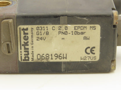 Burkert Solenoid Valve Coil 24V 8W 10 Bar 1/8"-Fine NPT Lot Of 4