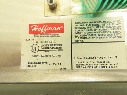 Hoffman A-1008CHNFSS Stainless Enclosure 10x8x4 AccuRate Feed Rate Display Cover