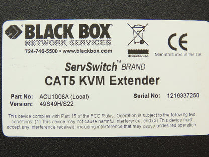 Black Box ServSwitch Cat5 Local KVM Extender