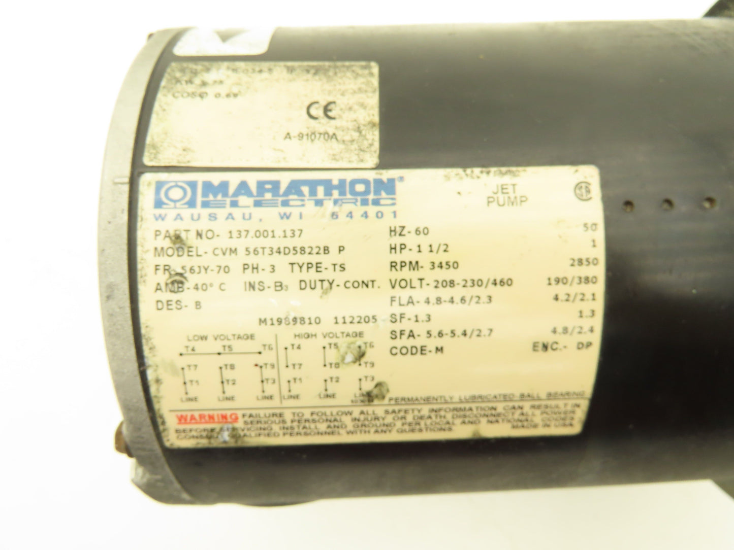 Scot 231 Stainless Centrifugal Pump 1.25 x 1" NPT 1.5Hp 3500 RPM 460V 3PH