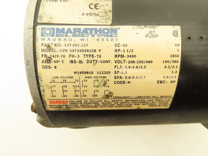 Scot 231 Stainless Centrifugal Pump 1.25 x 1" NPT 1.5Hp 3500 RPM 460V 3PH