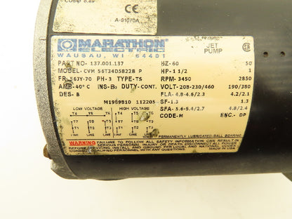 Scot 231 Stainless Centrifugal Pump 1.25 x 1" NPT 1.5Hp 3500 RPM 460V 3PH