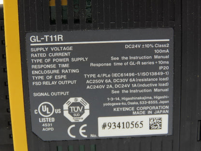 Keyence GL-T11R Safety Relay Terminal with 24V Power Supply SL-U2