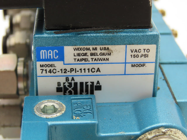 Mac 714C-12-PI-111CA Solenoid Valve 120VAC 6.8W Lot of 5