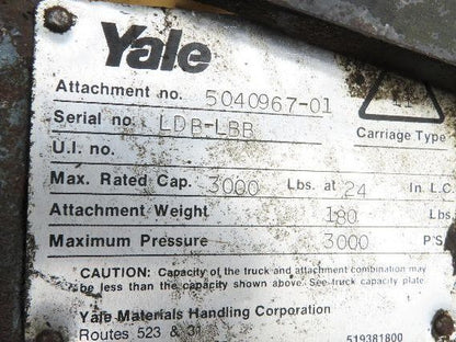 Yale Forklift Class 2 SideShift Attachment 16" x 39" Wide 3000lbs
