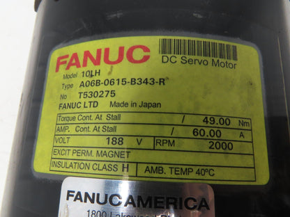 Fanuc A06B-0615-B343-R 10LH DC Servo Motor 188V 2000rpm - Encoder A290-0601-T803