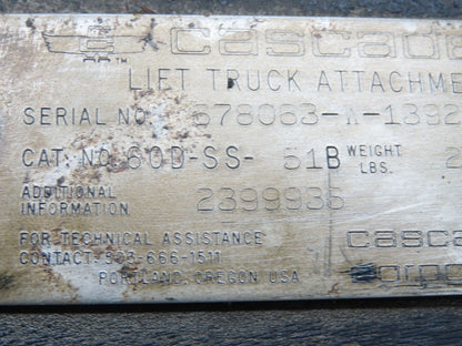 Cascade Forklift Class 3 SideShift Attachment 20" x 37" Wide 6000lbs