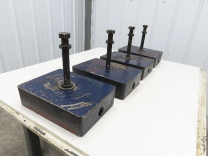 18 Ton Industrial Machine Leveling Feet 9x12" Pad 1"-14 Thread  Set of 4 Blue