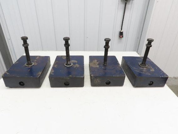 18 Ton Industrial Machine Leveling Feet 9x12" Pad 1"-14 Thread  Set of 4 Blue