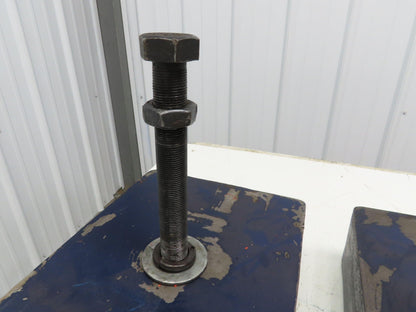 18 Ton Industrial Machine Leveling Feet 9x12" Pad 1"-14 Thread  Set of 4 Blue