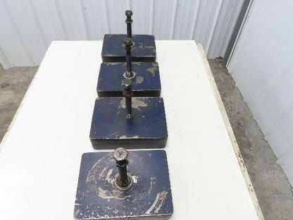 18 Ton Industrial Machine Leveling Feet 9x12" Pad 1"-14 Thread  Set of 4 Blue