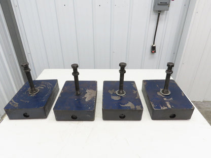18 Ton Industrial Machine Leveling Feet 9x12" Pad 1"-14 Thread  Set of 4 Blue