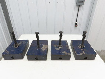 18 Ton Industrial Machine Leveling Feet 9x12" Pad 1"-14 Thread  Set of 4 Blue