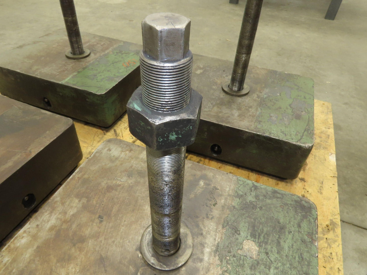 Industrial Machine Leveling Feet 13x16" Pad 1.5"-12 Thread  Set of 4 Green