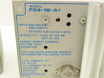 Condor F24-12-A+ Power Supply 120/240VAC 5.8/3A Input 24VDC 12A Output Lot of 2