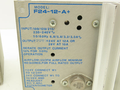 Condor F24-12-A+ Power Supply 120/240VAC 5.8/3A Input 24VDC 12A Output Lot of 2