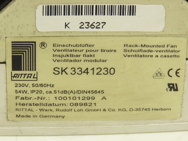 Rittal SK 3341230 Rack-Mounted Cooling Fans 230VAC 54W Minor Cosmetic Damage