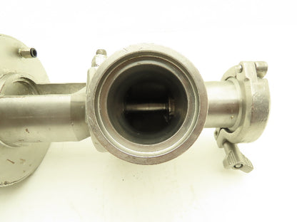 Tri Clover Alfa Laval 2" Stainless Sanitary Diverter Valve Pneumatic Actuated
