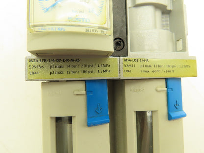 Festo MS4-LFR-1/4-D7-E-R-M-AS 1/4" Air Line Filter Regulator Lubricator Combo