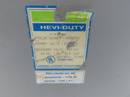 Hevi-Duty HS5F5AS Wall Mount Transformer 5KVA HV 240x480V LV 120/240V 1PH 3R