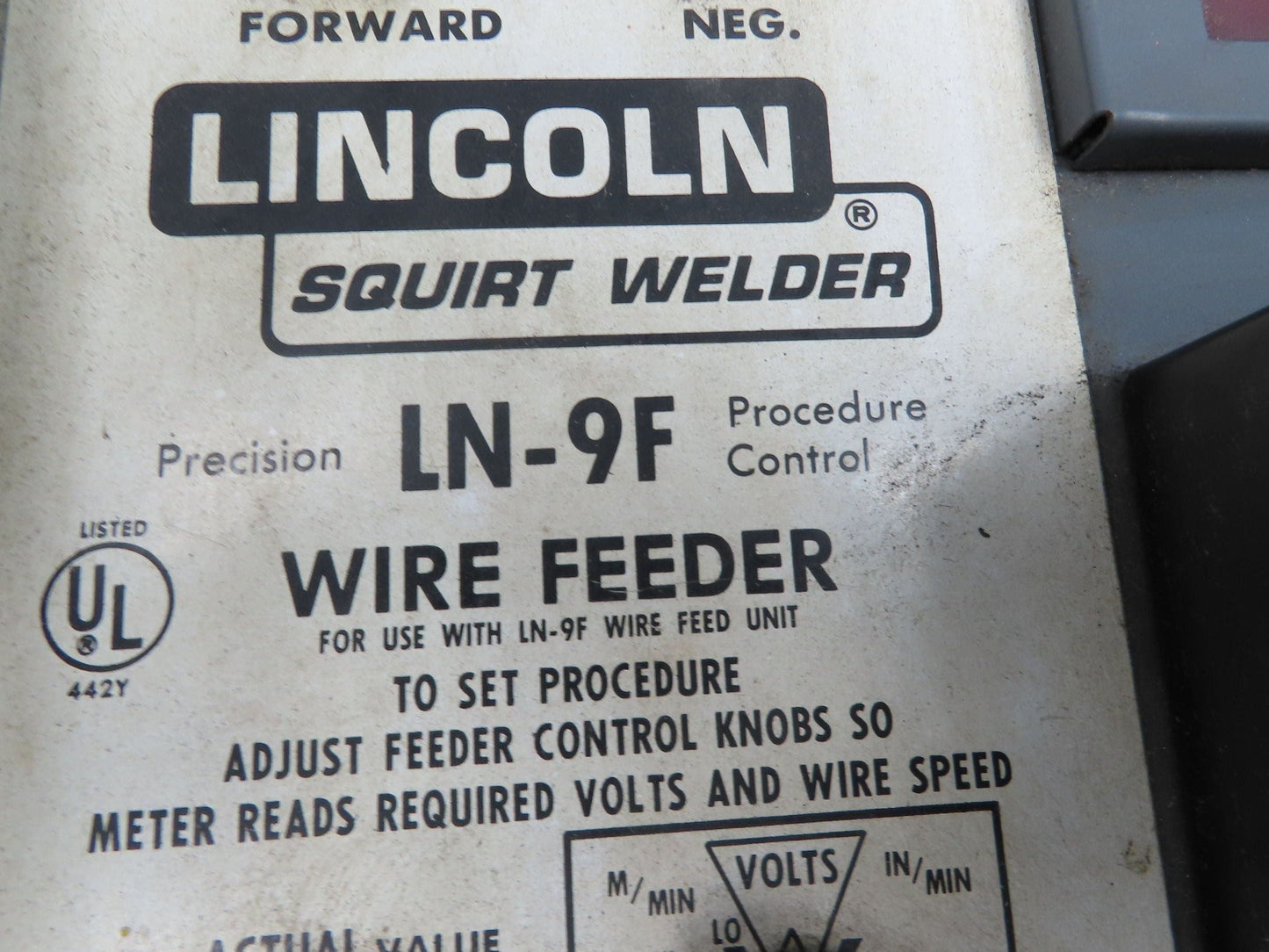 Lincoln LN-9F Squirt Mig Welder Wire Feeder Control Feed 90VDC Motor