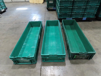 Lewis SO4815-7 Stackable GREEN Plastic Tote Container Bin 48x15x7" Lot of 30